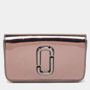 Marc Jacobs Grey Patent Leather The Long Shot Mirrored Clutch