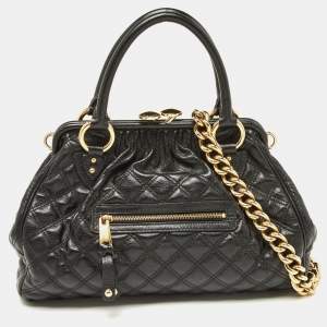 Marc Jacobs Black Quilted Leather Stam Satchel