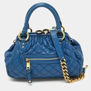 Marc Jacobs Blue Quilted Leather Little Stam Shoulder Bag