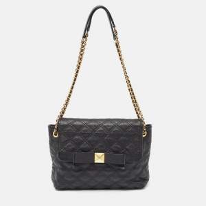 Marc Jacobs Black Quilted Leather Bow Shoulder Bag