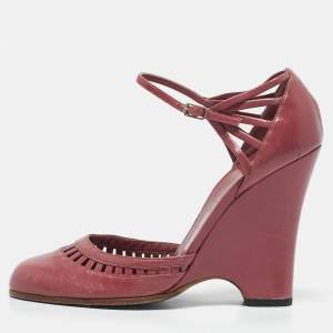 Marc Jacobs Purple Leather Wedge Pumps Size 37