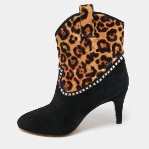 Marc Jacobs Brown/Black  Calf Hair and Suede Ankle Length Boots Size 37