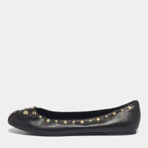Pre Owned    Marc by Marc Jacobs Black Leather Spike Mouse Ballet Flats Size 40