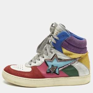 Pre Owned Marc Jacobs Eclipse Size 38 Multicolor Leather and Suede High Top Sneakers