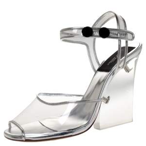 Marc Jacobs Silver PVC and Leather Plexiglass Heel Sandals Size 35