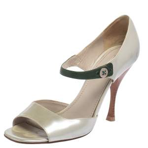 Marc Jacobs Pearl White Patent Leather Peep Toe Sandals Size 40
