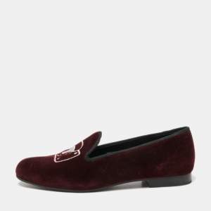 Marc Jacobs Burgundy Velvet Embroidered Smoking Slippers Size 36