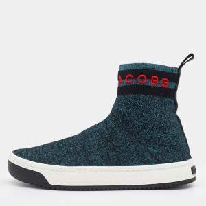 Marc Jacobs Metallic Blue Knit Fabric Dart Sock Sneakers Size 38