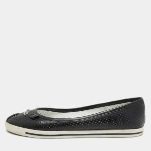 Marc Jacobs Black Perforated Leather Mouse Ballet Flats Size 37.5