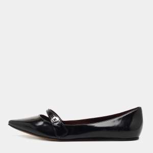 Marc Jacobs Black Leather Pointed Toe Ballet Flats Size 37