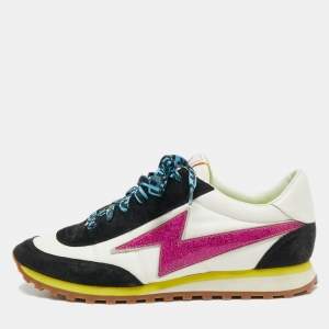 Marc Jacobs Multicolor Fabric And Suede Lightning Bolt Platform Sneakers Size 40