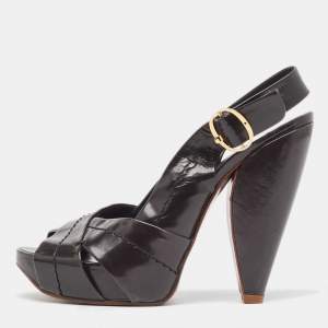 Marc Jacobs Black Leather Open Toe Slingback Sandals Size 37