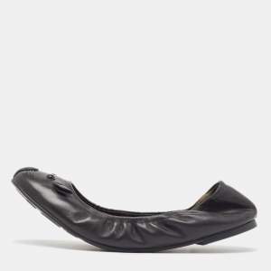 Marc Jacobs Black Leather Mouse Scrunch Ballet Flats Size 40