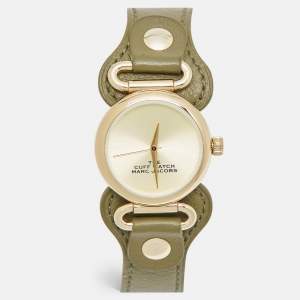 Marc Jacobs Champagne Gold PVD Coated Stainless Steel Leather The Cuff Watch MJO120179289 Women's Wristwatch 32 mm