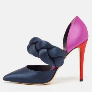 Marco de Vincenzo Multicolor Velvet  Braided Strap Pumps Size 38.5