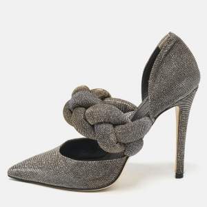 Marco de vincenzo Gold/Silver Lurex Fabric Braided D'orsay Pumps Size 38
