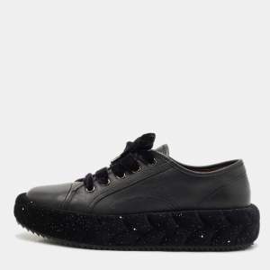 Pre Owned Marco De Vincenzo Black Leather Low Top Sneakers Size 40
