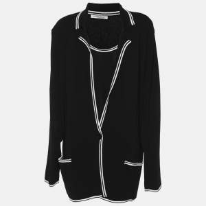 Pre Owned Marina Rinaldi Black Jersey Cardigan Set L