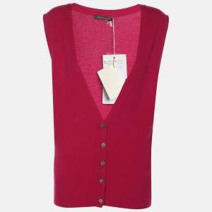 Pre Owned Marina Rinaldi Pink Cashmere Knit Waistcoat XL