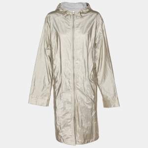 Pre Owned Voyage by Marina Rinaldi Metallic Satin Parka Voyage Hoodie Jacket L