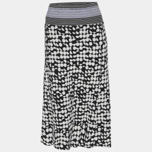 Elena Miro Black/White Printed Jersey Midi Skirt XL