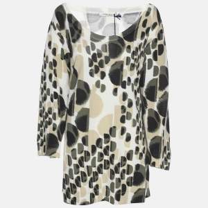 مملوكة مسبقًا Marina Rinaldi Multicolor Jersey Neck Scoop 3/4 Sleeve Sweater L