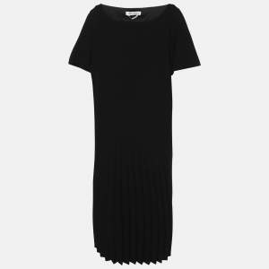 Marina Rinaldi Black Crepe Pleated Dress L