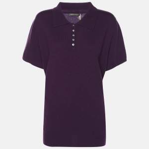 Pre Owned Marina Rinaldi Purple Cashmere Short Sleeve Sweatshirt L