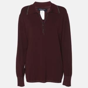 Pre Owned سترة مارينا سبورت مارينا رينالدي بورجوندي جيرسي مقاس كبير