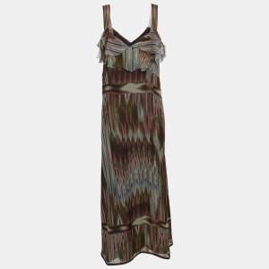 Marina Rinaldi Multicolor Aztec Print Silk Dress L