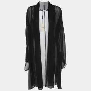 Pre Owned Marina Rinaldi Black Silk Cardigan L