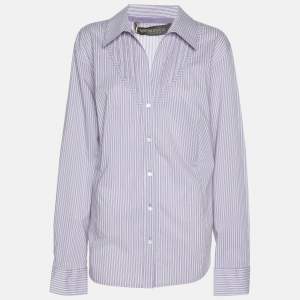 Marina Rinaldi Purple Stripe Cotton Blend Long Sleeve Shirt L