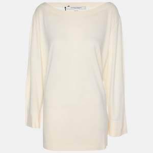 Pre Owned Marina Rinaldi Light Beige Long Sleeve Sweater L