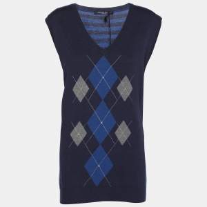 Marina Sport by Marina Rinaldi Blue Striped Knit Half Sleeve Sweater L