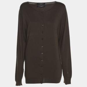 Pre Owned سترة بأزرار محبوكة زيتية اللون مارينا سبورت باي مارينا رينالدي مقاس كبير