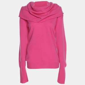 Pre Owned Marina Rinaldi Pink Knit Full Sleeve Sweater L