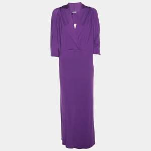 Pre Owned Marina Rinaldi Purple Jersey Midi Dress XL