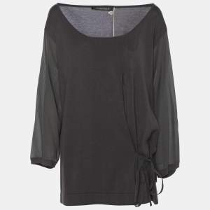 مملوكة مسبقًا Marina Rinaldi Dark Grey Stretch Knit Scoop Neck Tops XL