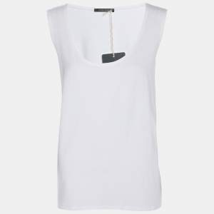 Pre Owned Marina Rinaldi Cream Jersey Scoop Neck Camisole L