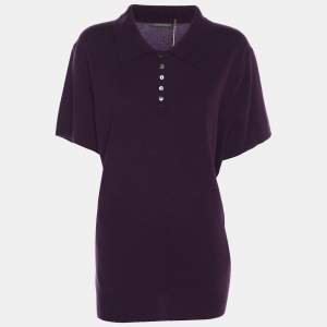 Marina Rinaldi Purple Stretch Knit Short Sleeve Sweatshirt L