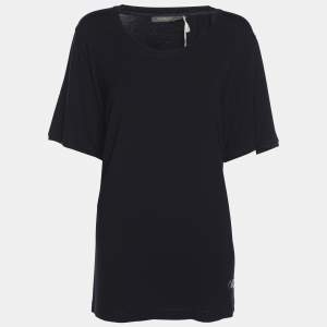 Pre Owned Marina Rinaldi Navy Blue Jersey T-Shirt L