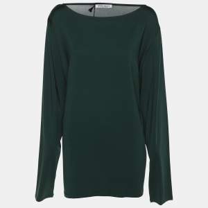 Pre Owned Marina Rinaldi Green Jersey Long Sleeve Sweater L
