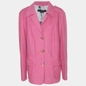 Pre Owned Marina Sport by Marina Rinaldi Pink Leather Breasted Blazer L