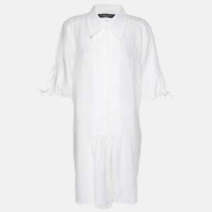 Pre Owned Marina Sport by Marina Rinaldi White Linen Dress L
