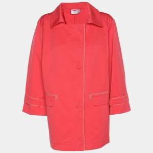 Voyage by Marina Rinaldi Coral Red Gabardine Rain Coat L