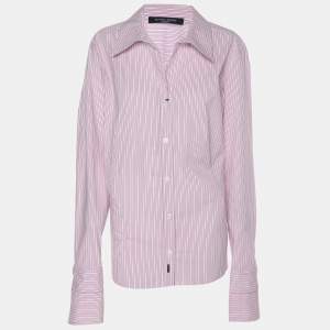Pre Owned Marina Sport by Marina Rinaldi Pink/White Stipe Long Sleeve Shirt L