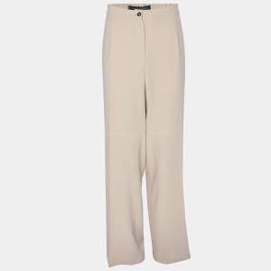 Pre Owned Marina Rinaldi Beige Crepe Trousers L