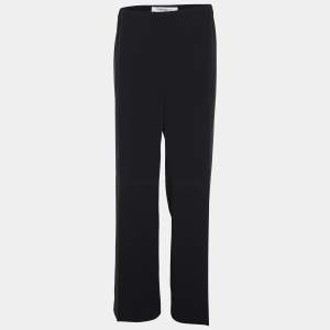 Pre Owned Marina Rinaldi Navy Blue Crepe Trousers L