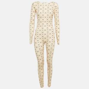 Marine Serre Beige Printed Jersey Jumpsuit L