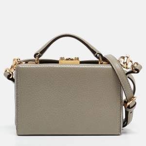 Mark Cross Grey Leather Mini Grace Box Bag